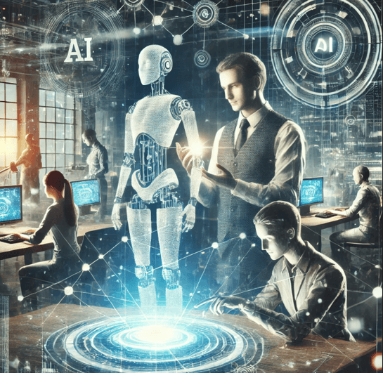 AI와 인간이 함께 일하는 모습 이미지