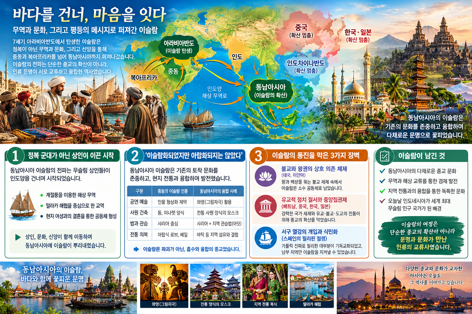 이슬람화되었지ㅏ만 아랍화되지은 않은 동남아의 이슬람 문화