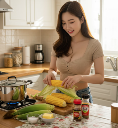 옥수수 삶고 있는 모습 3