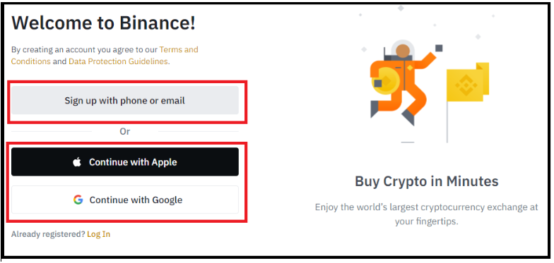 바이낸스 가입 화면 이미지