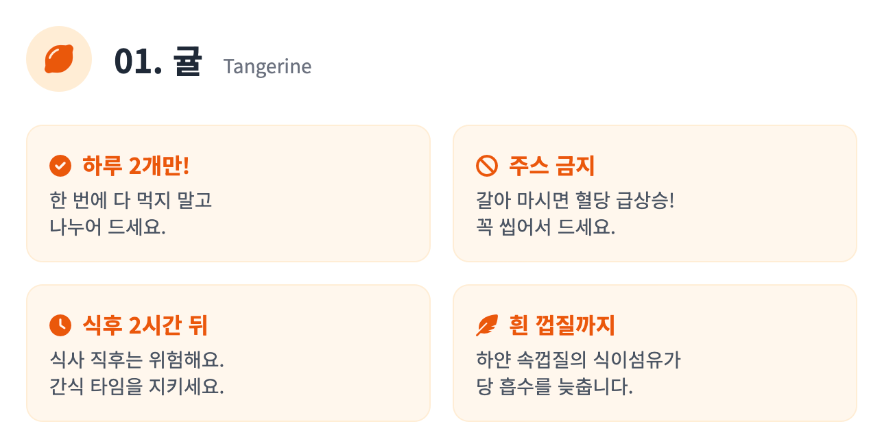 혈당 안 오르게 귤 먹는 법 인포그래픽