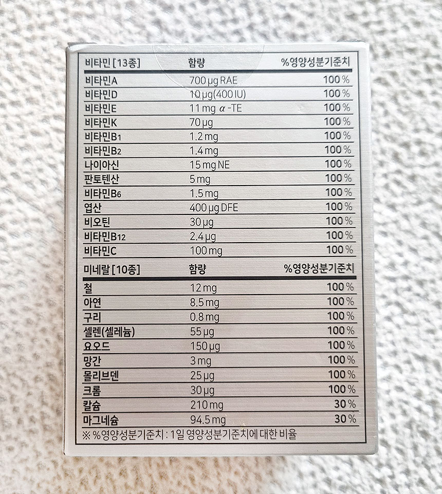 중외제약 종합비타민 성분 및 함량