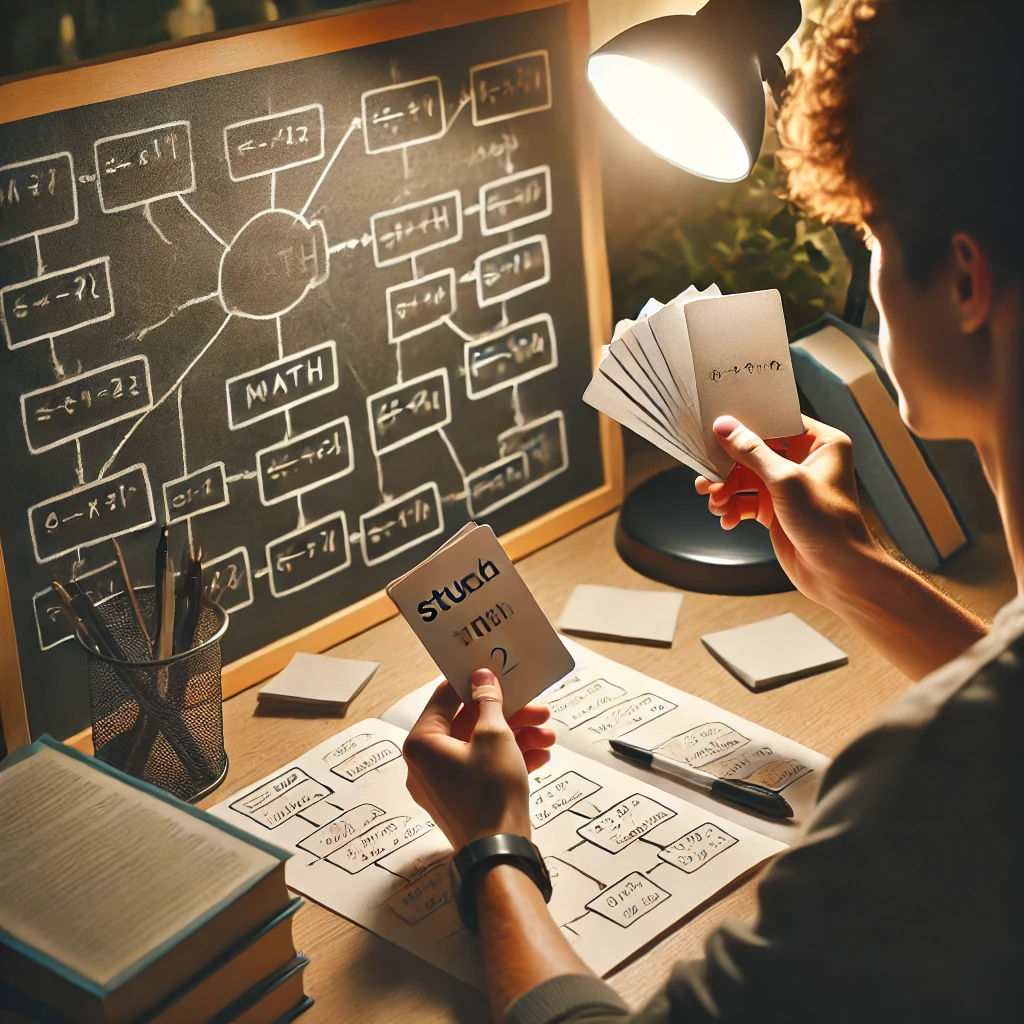 수학 개념 암기 학습을 하는 학생