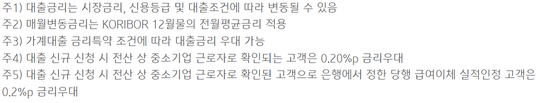중소기업근로자우대신용대출