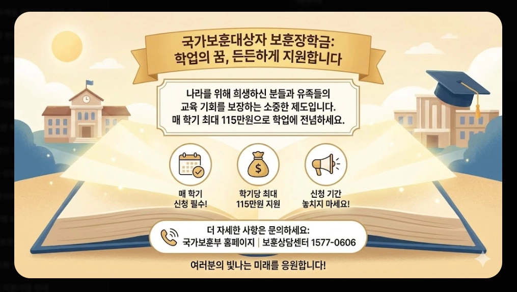 국가보훈대상자 보훈장학금 신청자격,신청방법