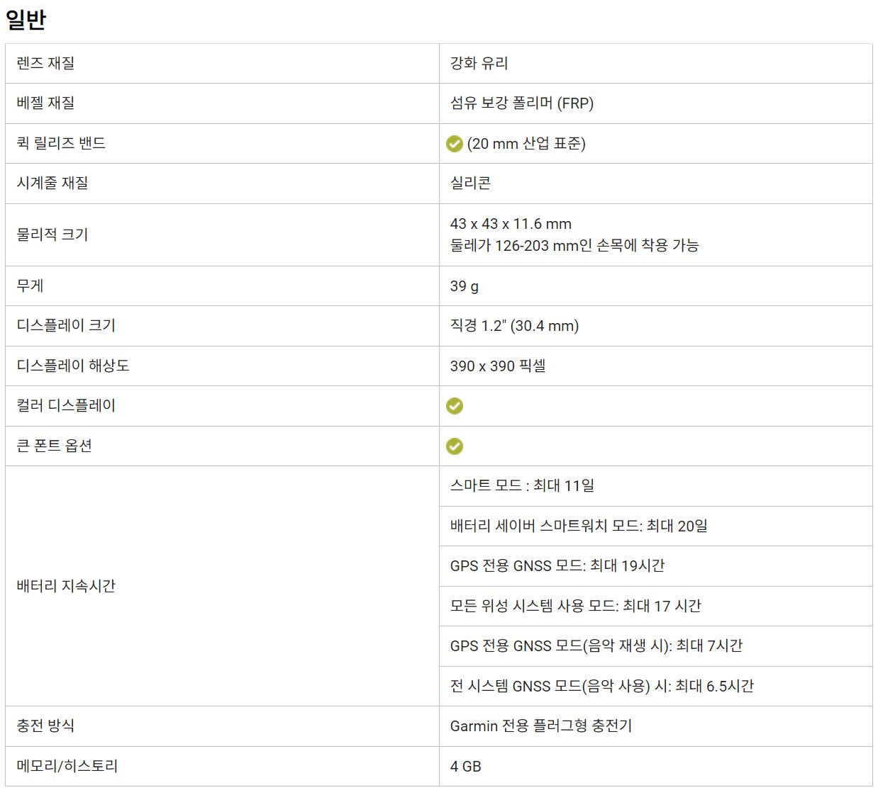 가민포러너 165 스펙