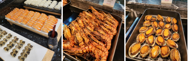 회, 스시, 새우구이, 전복구이