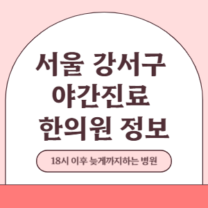 서울 강서구 야간진료 한의원 병원 (18시 이후 늦게까지하는 병원)