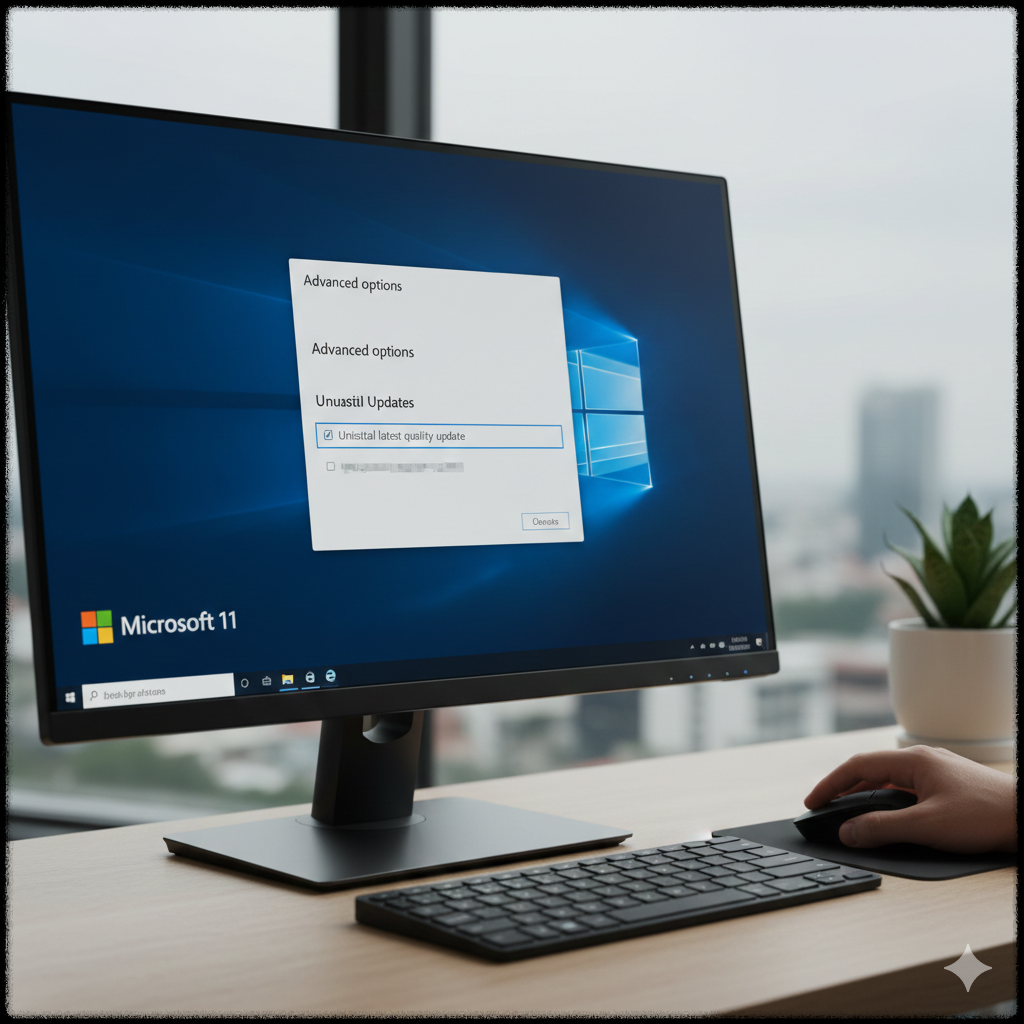 Windows 11에서 최근 업데이트를 제거하고 복구하는 모습