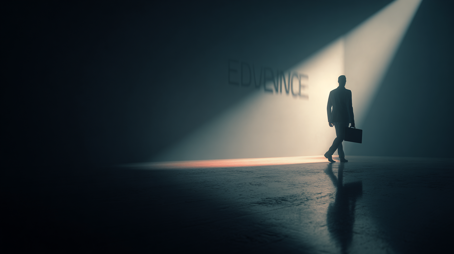 어두운 곳을 걷는 회사원 사진