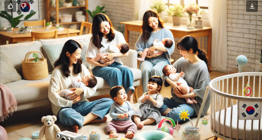 엄마들이 아기들과 노는사진