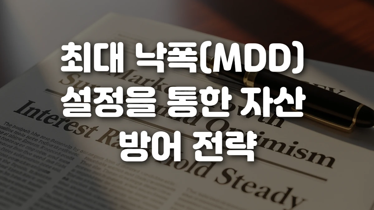 최대 낙폭 MDD 설정을 통한 자산 방어 전략