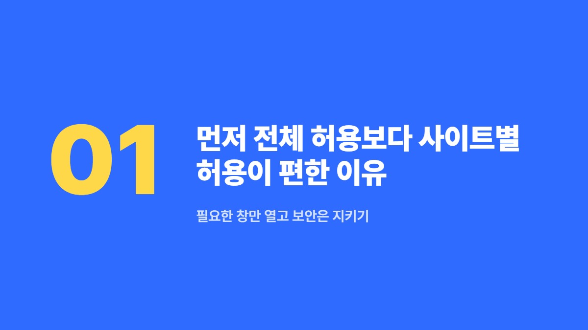 먼저 전체 허용보다 사이트별 허용이 편한 이유 — 필요한 창만 열고 보안은 지키기