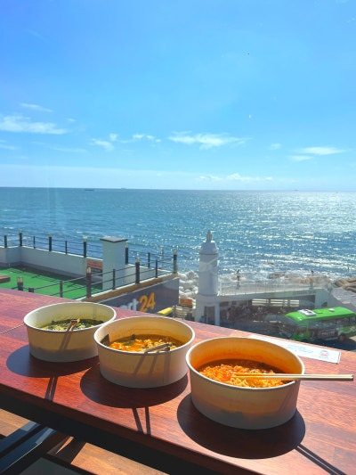 부산 바다뷰 맛집, 청사포 바다라면 카페