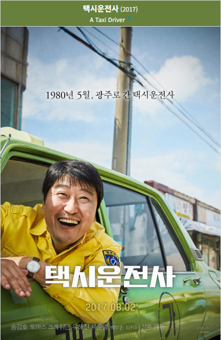 택시 운전사(2017) 포스터 사진