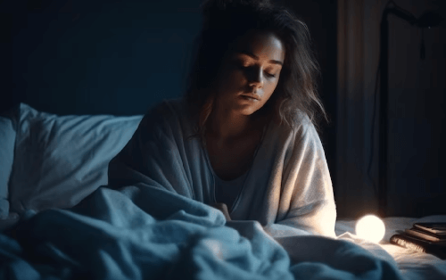 불면증에 시달리고 있는 여성