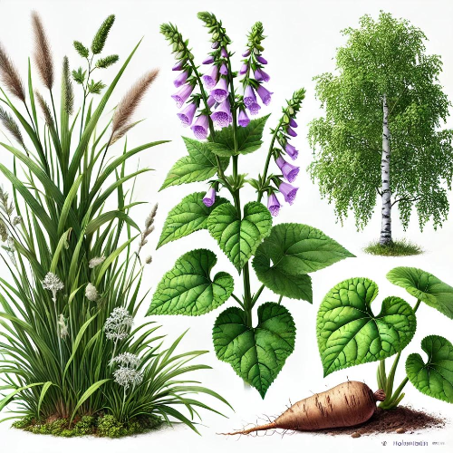 알란토인을 포함하는 주요식물(밀싹,컴프리,자작나무,토란)