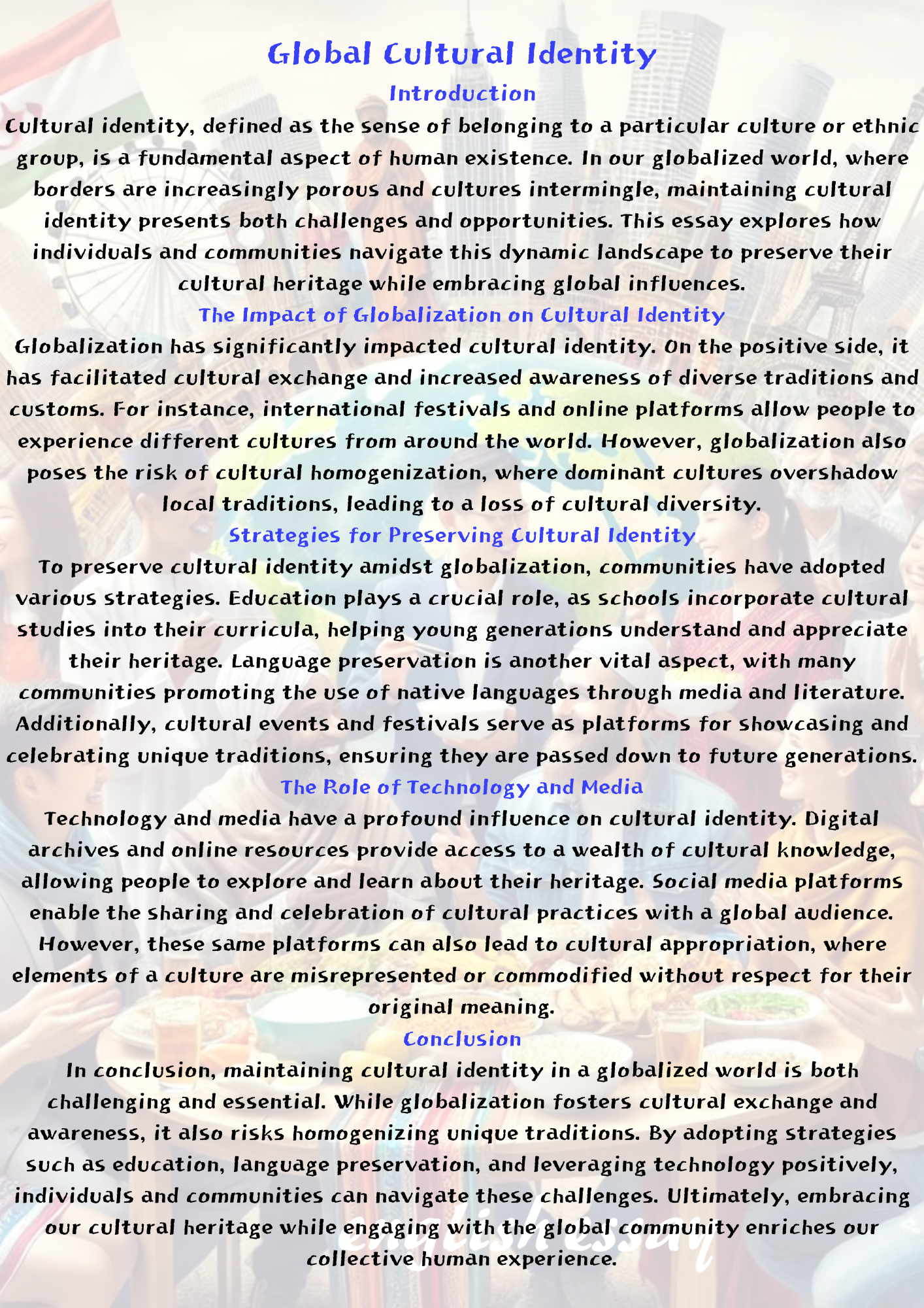 How to Approach Writing This Essay on Cultural Identity in a Globalized World