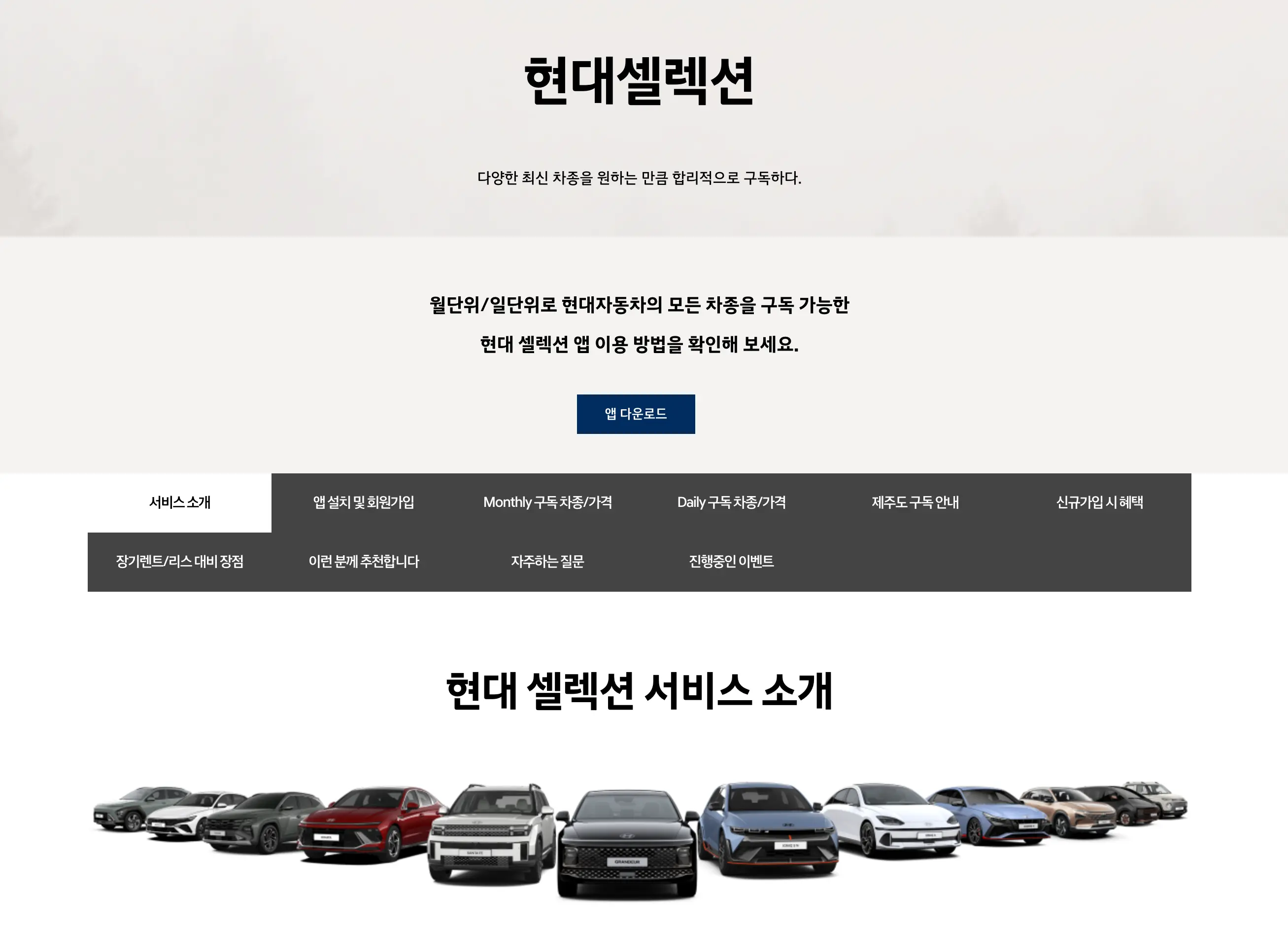 월 구독 서비스 현대 셀렉션