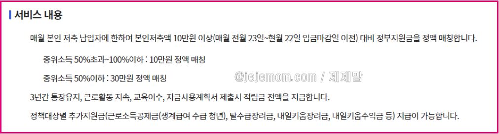 청년내일저축계좌 혜택