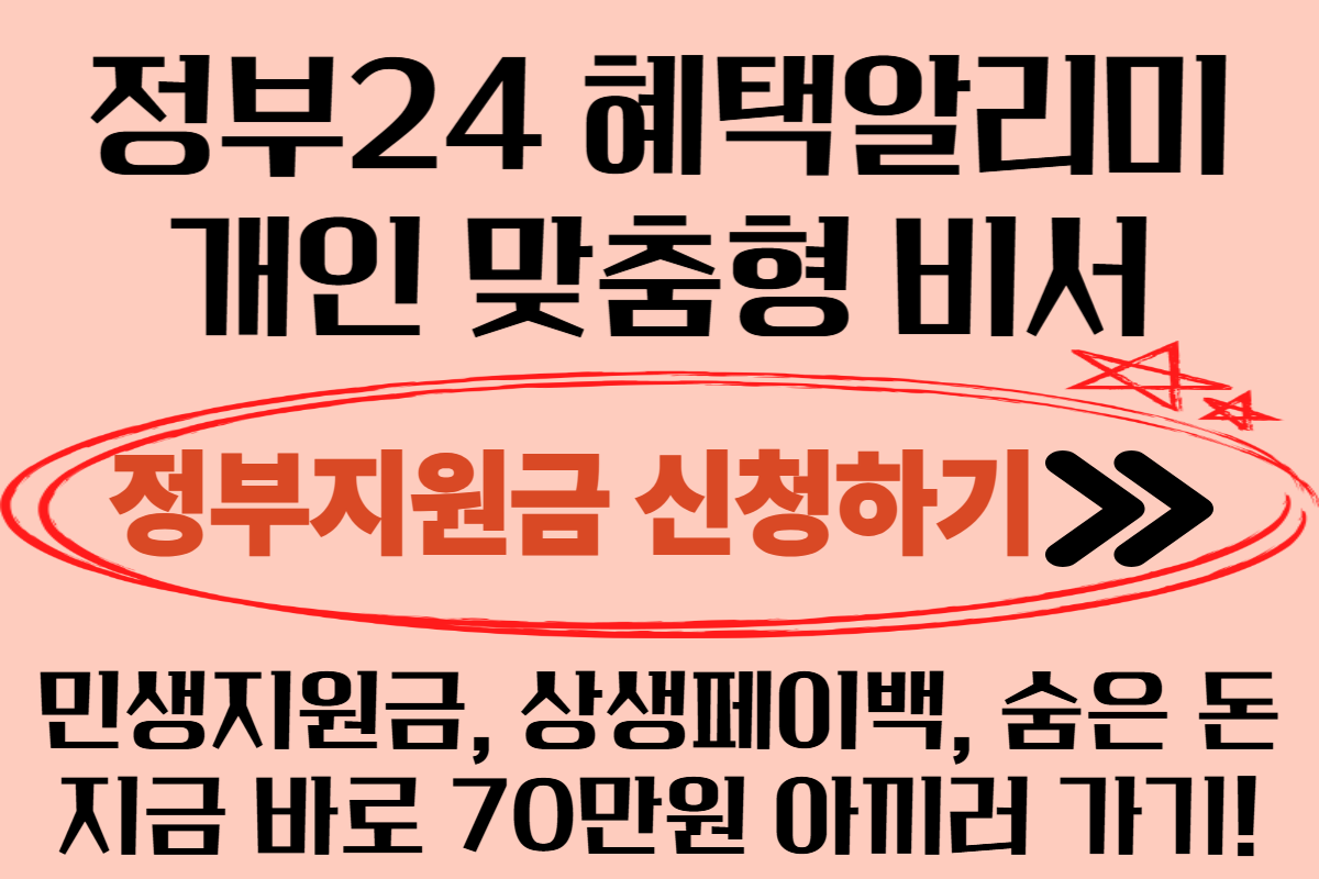 혜택알리미 정부지원금 개인 맞춤형 추천