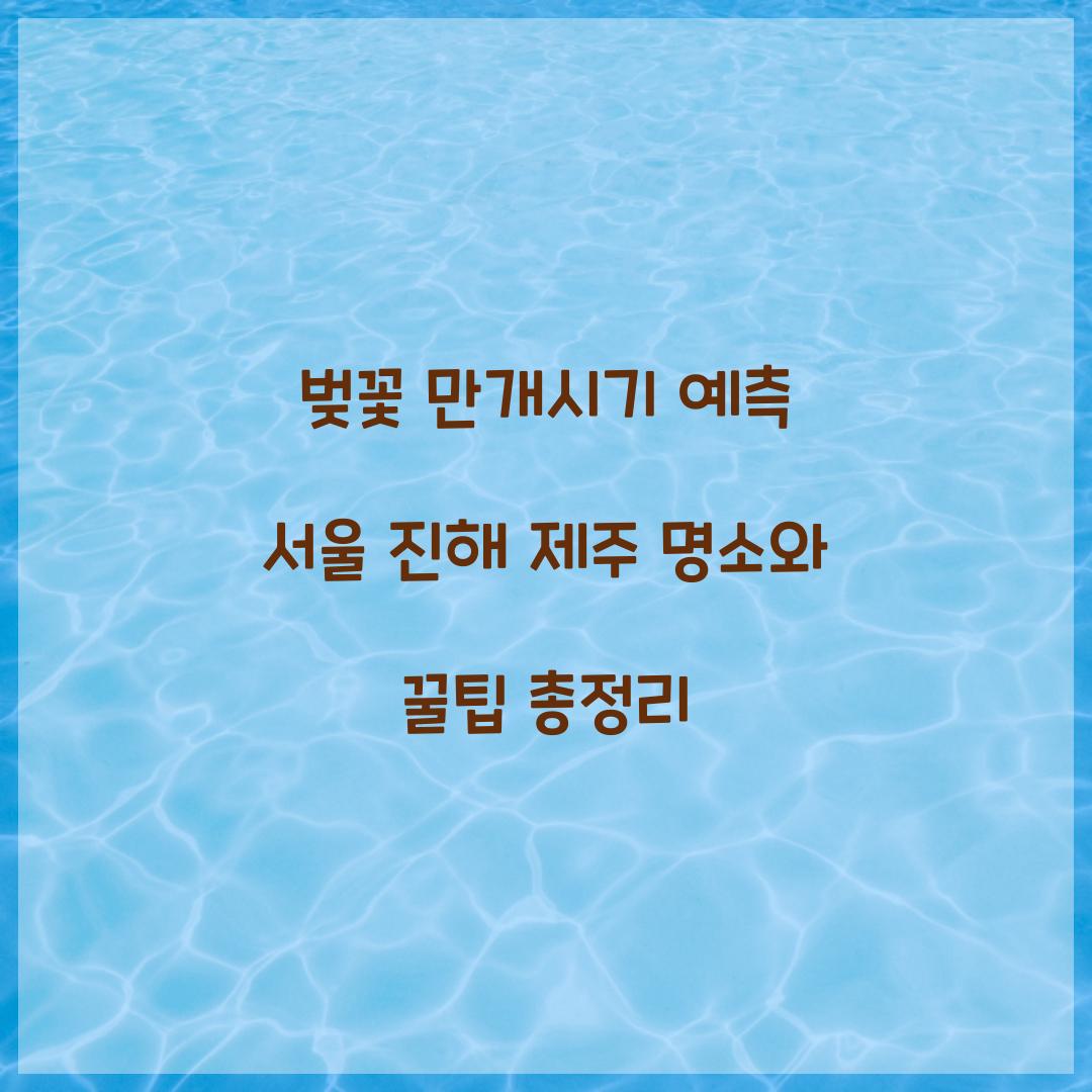 벚꽃 만개시기