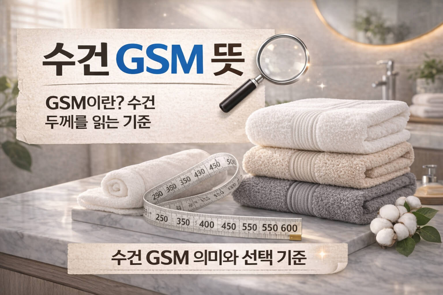 수건 GSM 뜻과 두께 해석 기준을 소개하는 대표 이미지
