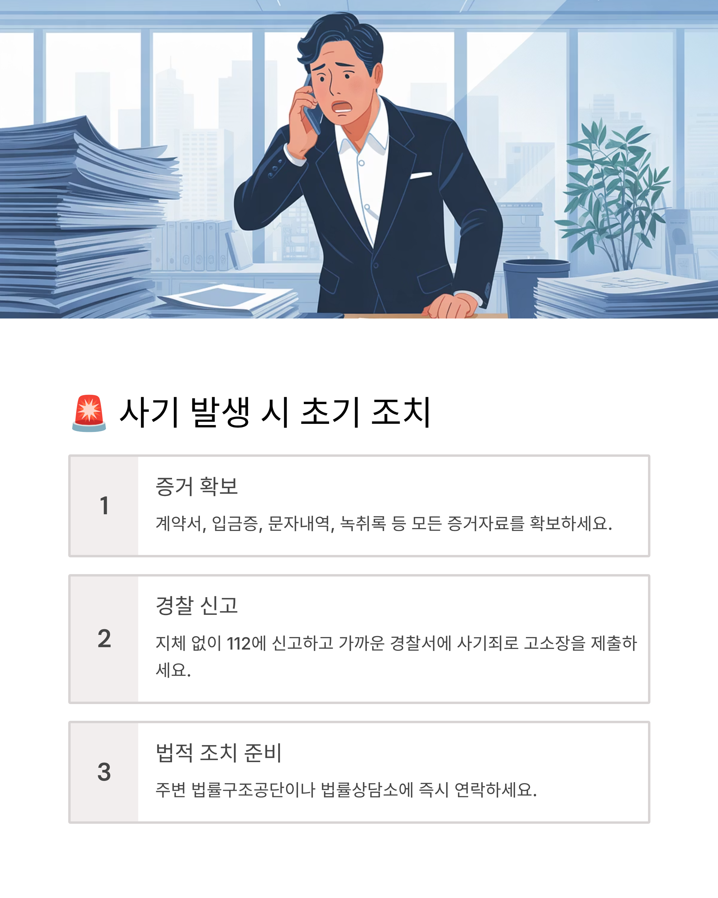 사기 발생 시 초기 조치