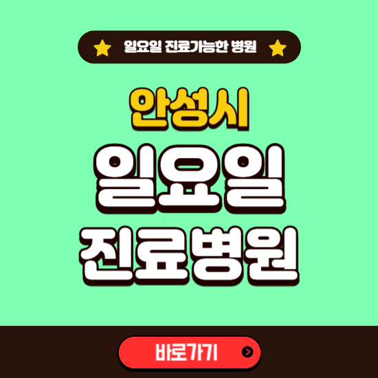 안성시 일요일 진료 가능한 병원 ❘ 주말 문여는 곳 총정리 (소아과, 내과, 안과, 치과, 피부과, 정형외과, 산부인과)