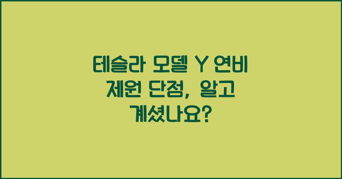 테슬라 모델 Y 연비 제원 단점