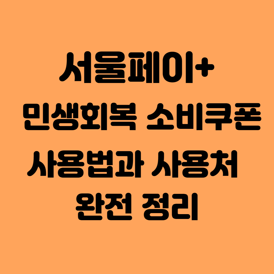 서울페이플러스 민생회복 소비쿠폰 사용법과 사용처 완전 정리
