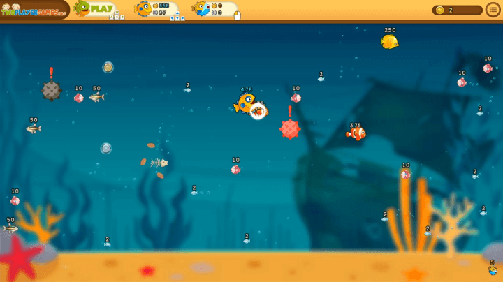 자신보다-몸집이-작은-물고기를-먹고-점수를-획득하는-화면