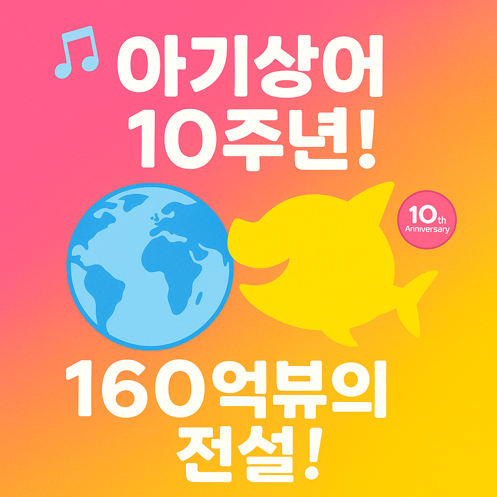 “전 세계 160억 뷰를 기록한 아기상어 10주년 기념 이미지 – K-콘텐츠 글로벌 성공 사례”