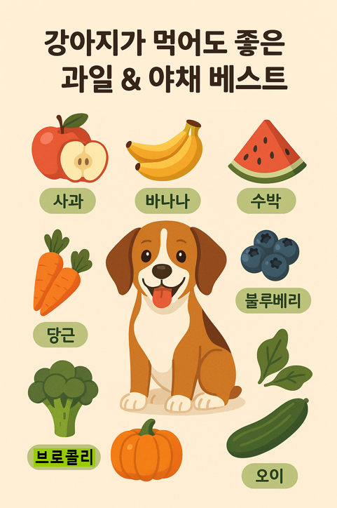 강아지가 먹어도 좋은 과일 &amp; 야채 이미지