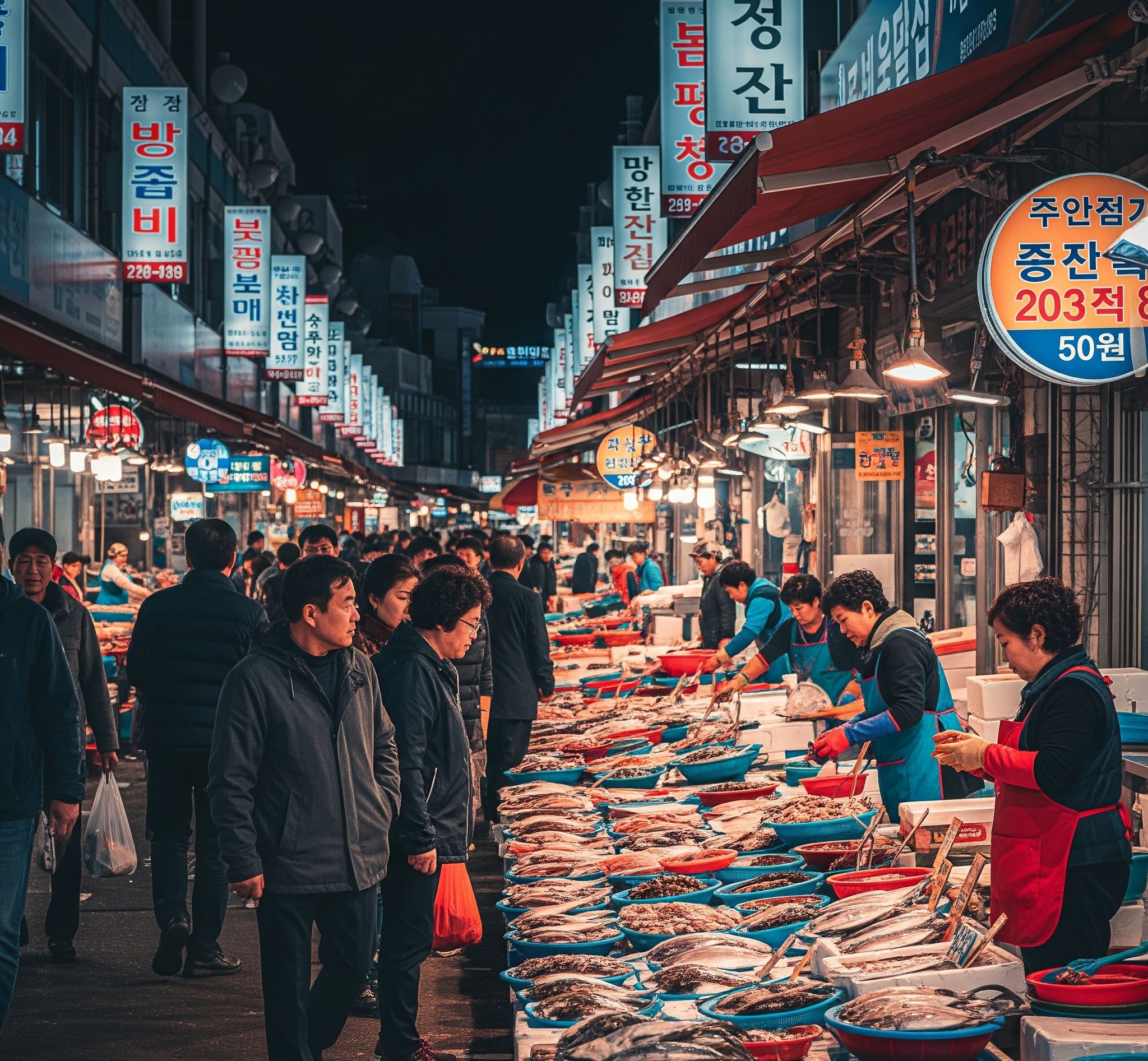 부산 자갈치 시장 밤