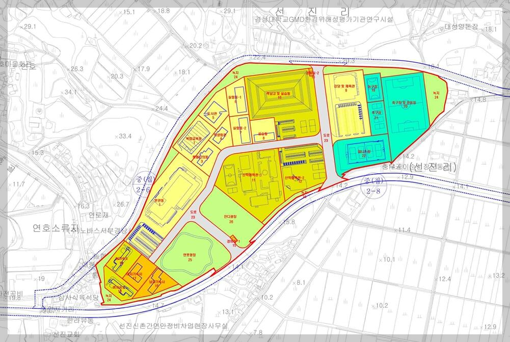 경남 사천 우주항공대학교 위치 및 토지이용계획(안)