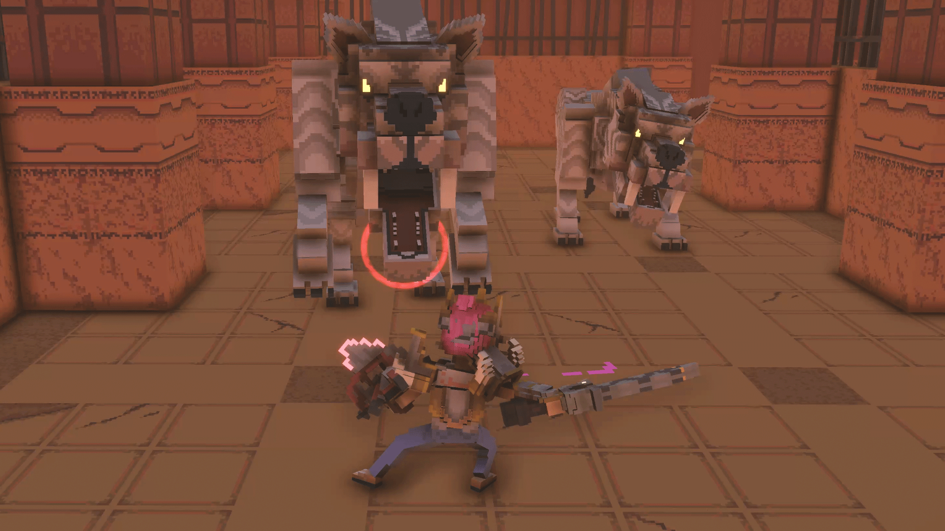 거대한 늑대가 달려들고있다.