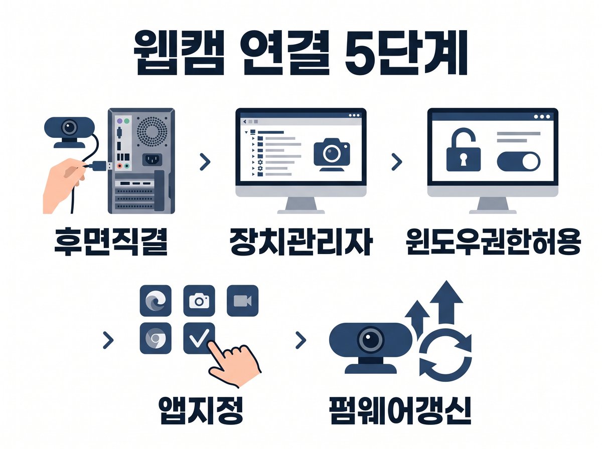 웹캠 연결 5단계 후면직결 장치관리자 윈도우권한허용 앱지정 펌웨어갱신