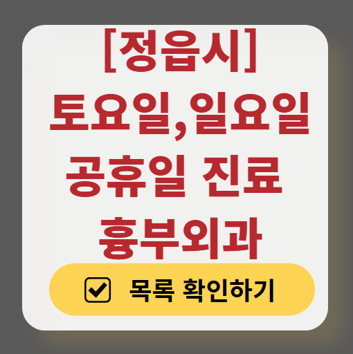 정읍시 주말 토요일 일요일 흉부외과 진료 병원 목록 ❘ 공휴일 진료 영업 병원 리스트 찾기