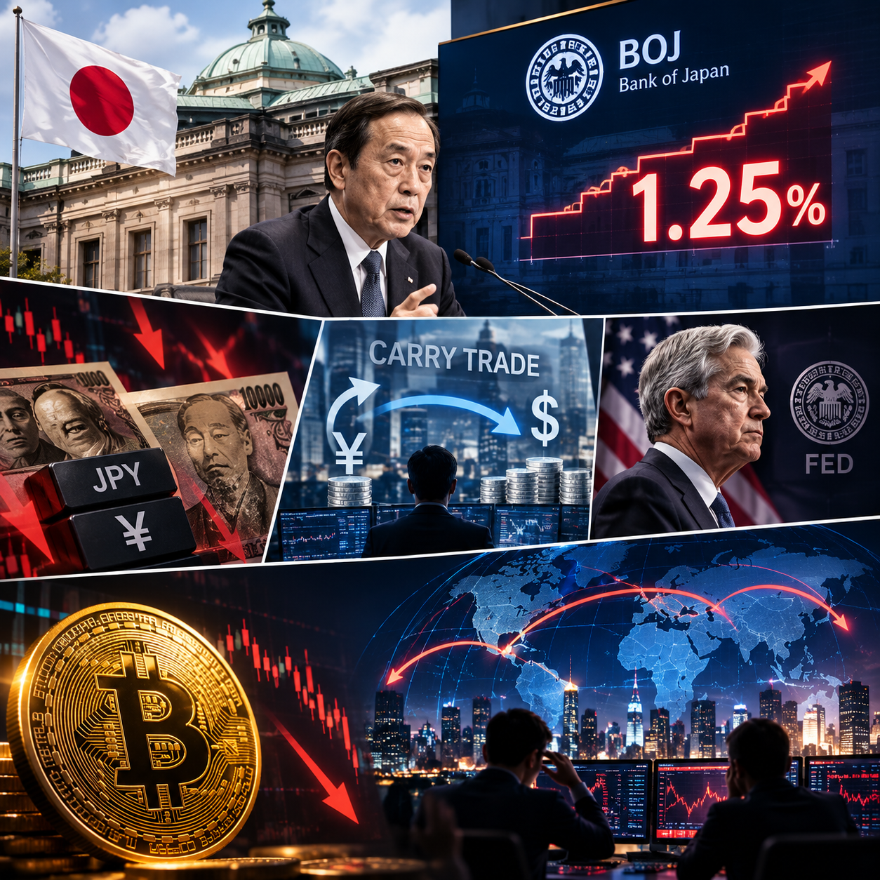 일본 BOJ 금리인상 (엔캐리청산, 연준독립성, 비트코인영향)