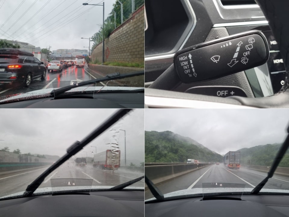 비 내리던 고속도로를 달리던 모습입니다.