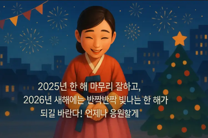 친구 지인 연말연시 인사말-한복입은 여자 인사