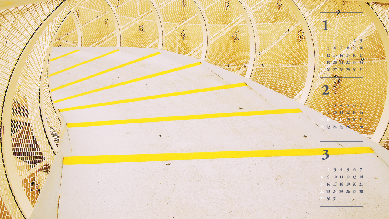 08 노란색 구조물 B - 2026년2월 달력배경화면