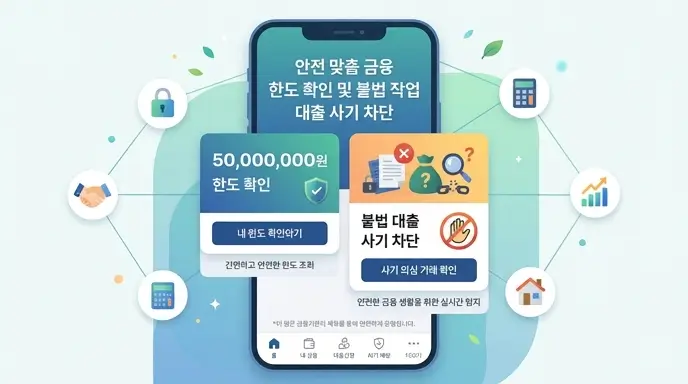 모바일 통합 진단 앱 안전 맞춤 금융 한도 확인 및 불법 작업 대출 사기 차단