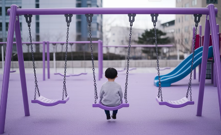 혼자 그네를 타고 있는 아이