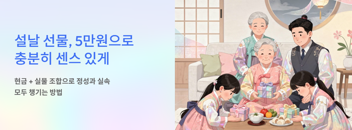 "설날 선물, 5만원으로 충분히 센스 있게" 문구 이미지