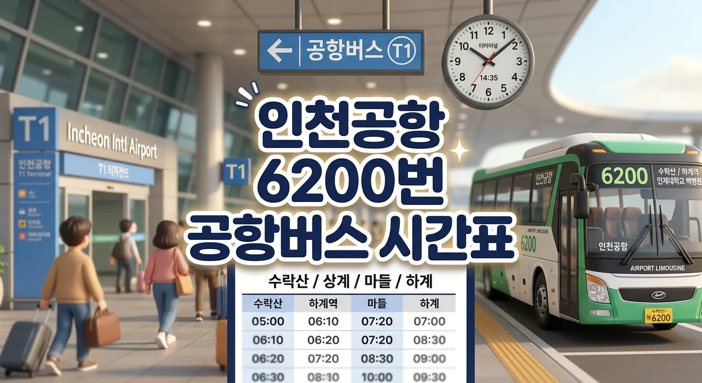 인천공항 6200번 공항버스 시간표와 요금 (잠실&middot;강동 방면)