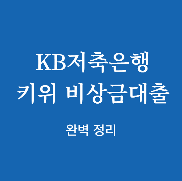 KB저축은행 키위 비상금대출 완벽 정리