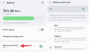 배터리 보호를 조정하여 배터리 성능 저하를 늦춰줍니다
