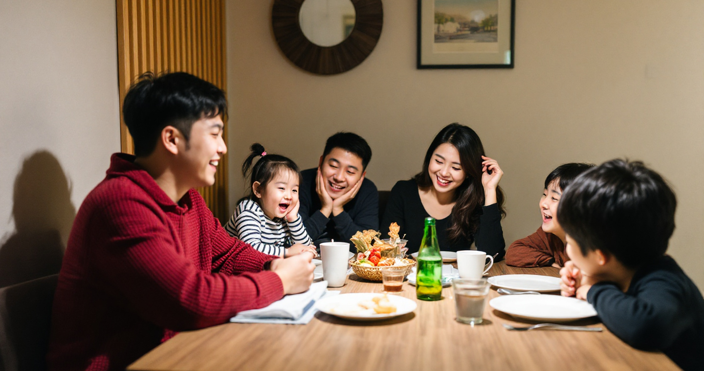 가족회의를 하는 가족